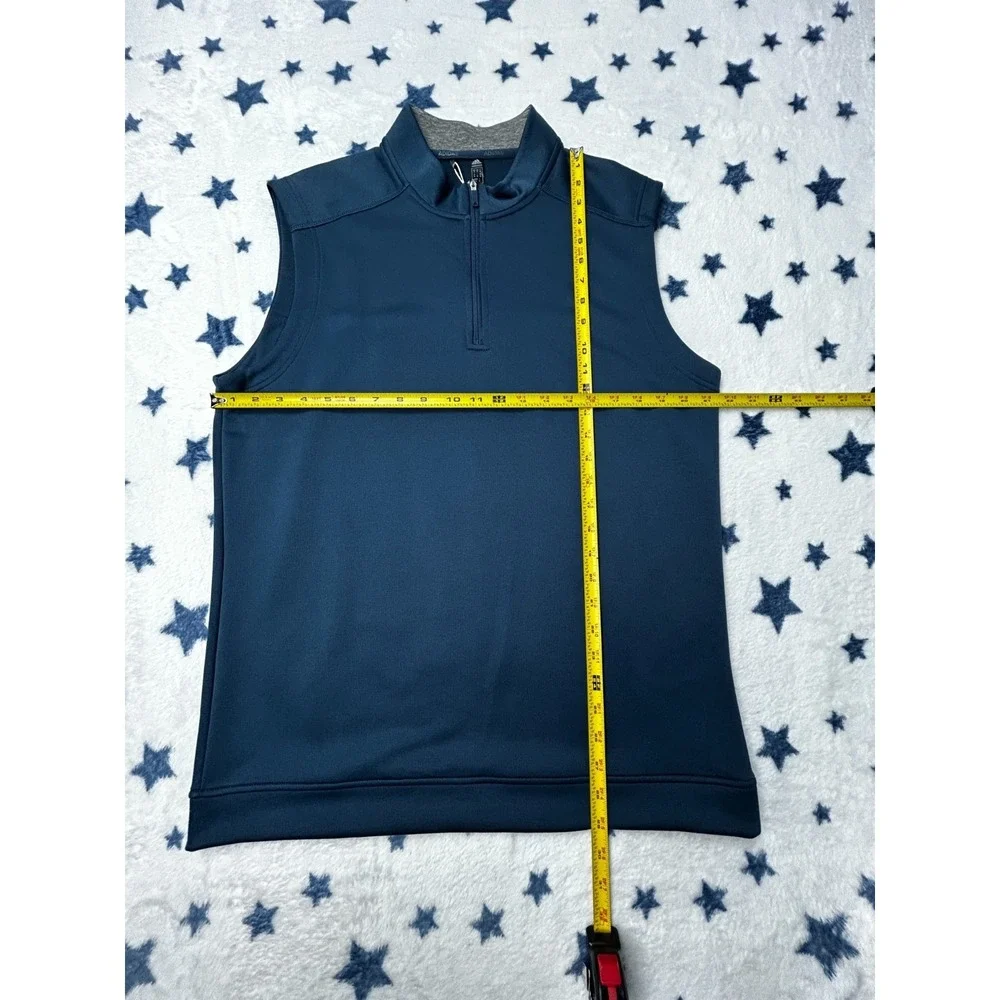 NWT Adidas Mens Medium Golf Quarter Zip Vest Blue Performance Pullover